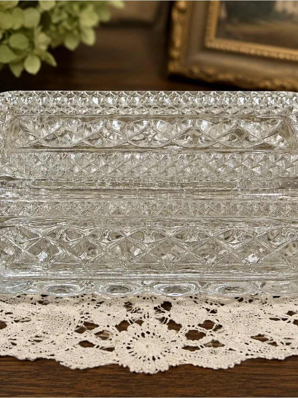 Vintage Anchor Hocking Wexford Clear Glass Covered Butter Dish 8.5”